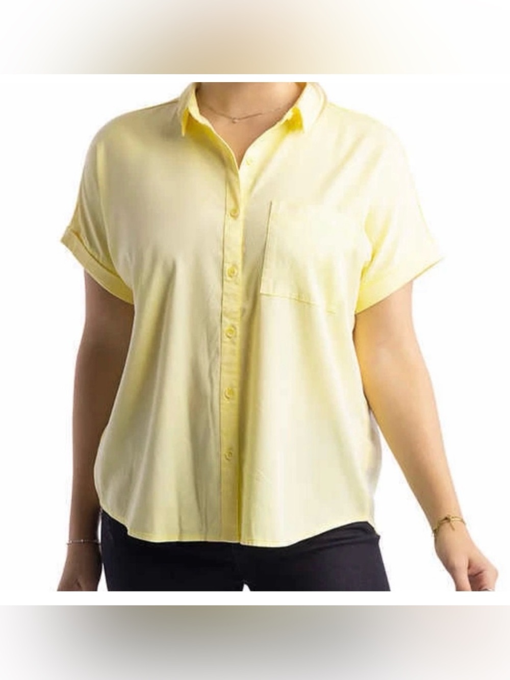EcoThreads Button Down Short sleeves shirt size XXL pale yellow